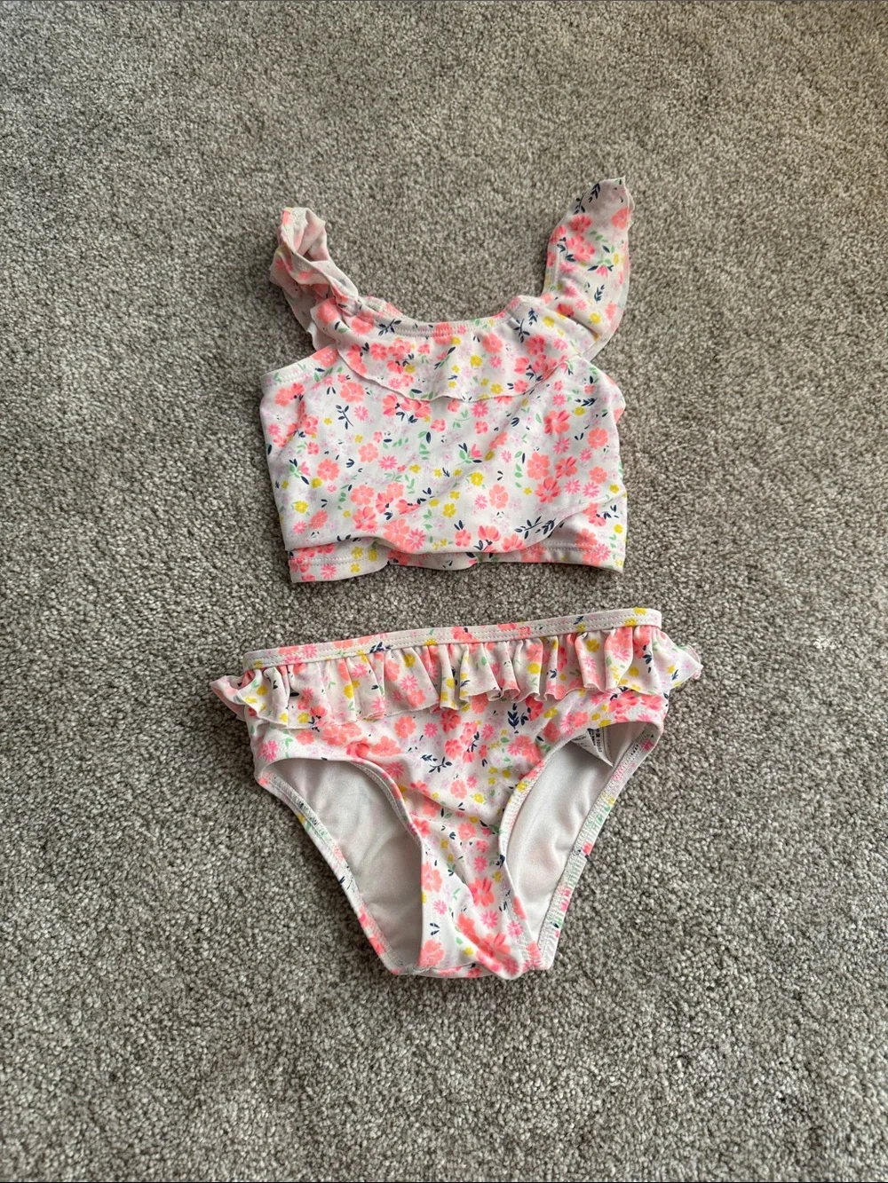 Baby GAP Girls Floral Ruffle Bikini Set - Pink & Yellow